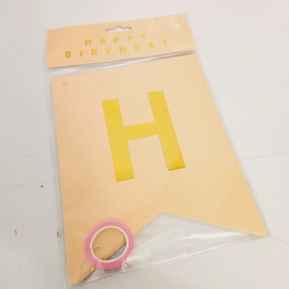 Pink Gold Happy Birthday Banner –‎ Large Backdrop Sign for Party Décor